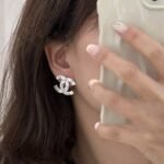 Chanel Cc Classic Logo Earrings Silver - Image 7