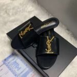 Saint Laurent Logo Slippers Black - Image 4
