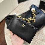 Chanel Maxi Hobo Bag Black Leather 43Cm AS5839 B22140 94305 - Image 5