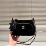 Chanel Clutch With Chain Velvet Effect Nylon And Gold Tone Metal Black 21Cm Ap4771 B21406 94305 - Image 2