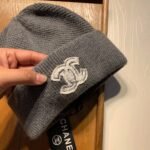 Chanel Cc Logo Cashmere Beanie Gray - Image 6