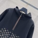 Louis Vuitton Monogram Accent Zip Up Hoodie Black 1Ahzfa - Image 5