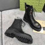 Gucci Women Lace Up Ankle Boot With Gg Black 836050 Aadgl 1000 - Image 8