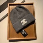 Chanel Cc Logo Cashmere Beanie Gray - Image 4