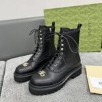 Gucci Women Lace Up Ankle Boot With Gg Black 836050 Aadgl 1000 - Image 5