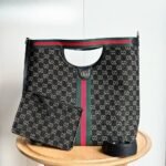 Gucci Giglio Large Tote Bag Black And White GG Denim 39Cm ‎865452 UN3AG 1099 - Image 2