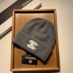 Chanel Cc Logo Cashmere Beanie Gray - Image 2