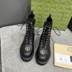 Gucci Women Lace Up Ankle Boot With Gg Black 836050 Aadgl 1000 - Image 4