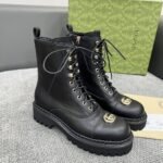 Gucci Women Lace Up Ankle Boot With Gg Black 836050 Aadgl 1000 - Image 2