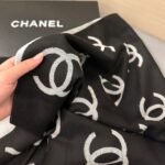 Chanel Wool Cashmere Cc Scarf Black White 180Cm - Image 4