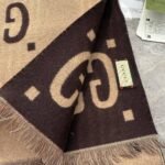 Gucci Gg Jacquard Wool Silk Scarf Brown And Beige 180Cm 495592 4G350 2179 - Image 3