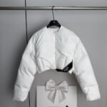Prada Cropped Cotton Down Jacket White 23Aw Sgc376 - Image 2