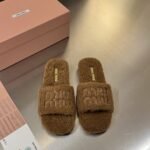 Miumiu Shearling Mules Brown - Image 2