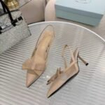 Prada Mesh Fabric Slingback Pumps In Beige - Image 5