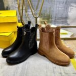 Fendi Filo Boots Brown Leather And Ff Fabric Biker Boots 8T8576Ayf2F1Tyi - Image 7