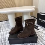 Chanel Suede Ankle Boots Brown - Image 4