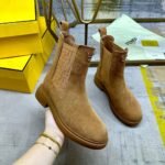 Fendi Filo Boots Brown Leather And Ff Fabric Biker Boots 8T8576Ayf2F1Tyi - Image 2