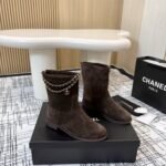 Chanel Suede Ankle Boots Brown - Image 3