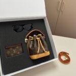 Gift Set: Louis Vuitton Nano Noé Bag Monogram Brown With Card Wallet And My Monogram Light Cat Eye Glasses - Image 2