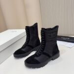 Celine Margaret Boot In Nylon And Suede Black 365115243C 38No - Image 3