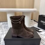 Chanel Suede Ankle Boots Brown - Image 2