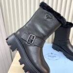 Prada Leather And Shearling Booties Black 1U187O 3Lpn F0002 F Zf50 - Image 6