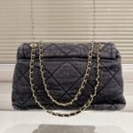 Chanel Maxi Flapbag Washed Denim And Gold Tone Metal Black 30Cm As5727 B22144 94305 - Image 8