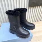 Prada Leather And Shearling Booties Black 1U187O 3Lpn F0002 F Zf50 - Image 5