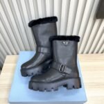 Prada Leather And Shearling Booties Black 1U187O 3Lpn F0002 F Zf50 - Image 4
