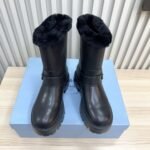 Prada Leather And Shearling Booties Black 1U187O 3Lpn F0002 F Zf50 - Image 3