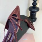 Miumiu Leather Slingback Ballerinas With Buckles Red 5F476E 069 F0D27 F 010 - Image 7