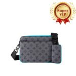 [Super Vip 1:1] Louis Vuitton Trio Messenger Monogram Eclipse Reverse Turquoise 25Cm M11648