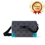 [Super Vip 1:1] Louis Vuitton Steamer Wearable Wallet Monogram Eclipse Reverse Turquoise 18Cm M11496