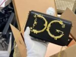 Dolce Gabbana Girls Calf Leather Chain Clutch Black 19Cm - Image 2