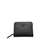 Prada Saffiano Leather Coin Purse Full Black Wallet 10Cm 1Mm268 Qwa F0016