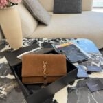 Saint Laurent Kate Medium Tassel Crossbody Bag In Brown Suede Leather With Gold Tone 22Cm - Image 2