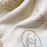 Chanel Camellia Cashmere Scarf Beige - Image 6