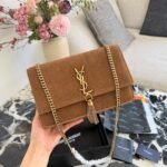 Saint Laurent Kate Medium Tassel Crossbody Bag In Brown Suede Leather With Gold Tone 22Cm - Image 3