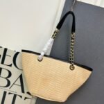 [Super Vip 1:1] Chanel Small Shopping Bag Braided Straw And Gold Tone Metal Beige 23Cm AS5951 B22647 U6027 - Image 3