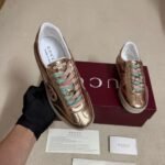 Gucci Women G75 Sneaker Bronze Textured Leather ‎857910 AAFL8 7643 - Image 7