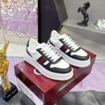 Gucci Women Chunky Trainers Black And White Leather 848307 AAE0H 1097 - Image 2