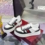 Gucci Women Chunky Trainers Black And White Leather 848307 AAE0H 1097 - Image 4