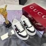 Gucci Women Chunky Trainers Black And White Leather 848307 AAE0H 1097 - Image 3