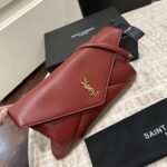 Saint Laurent Cassandre XXL Pouch On Chain In Shiny Leather Red 35Cm 855802AADOO6195 - Image 2