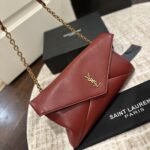 Saint Laurent Cassandre XXL Pouch On Chain In Shiny Leather Red 35Cm 855802AADOO6195 - Image 3