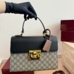 Gucci Padlock GG Supreme Top Handle Bag Black And Beige 28Cm 453188 KLQJG 9785 - Image 2