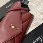 Saint Laurent Cassandre XXL Pouch On Chain In Shiny Leather Red 35Cm 855802AADOO6195 - Image 4
