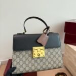 Gucci Padlock GG Supreme Top Handle Bag Black And Beige 28Cm 453188 KLQJG 9785 - Image 3