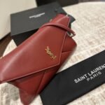 Saint Laurent Cassandre XXL Pouch On Chain In Shiny Leather Red 35Cm 855802AADOO6195 - Image 5