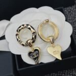 Chanel Classic Love Double C Logo Leopard Round Earrings - Image 2